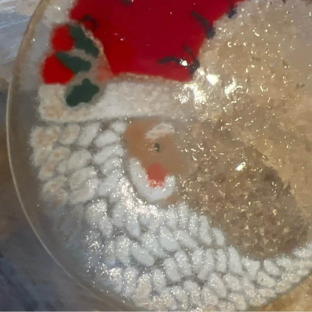 Santa Claus Glass Ornament with Red Ribbon